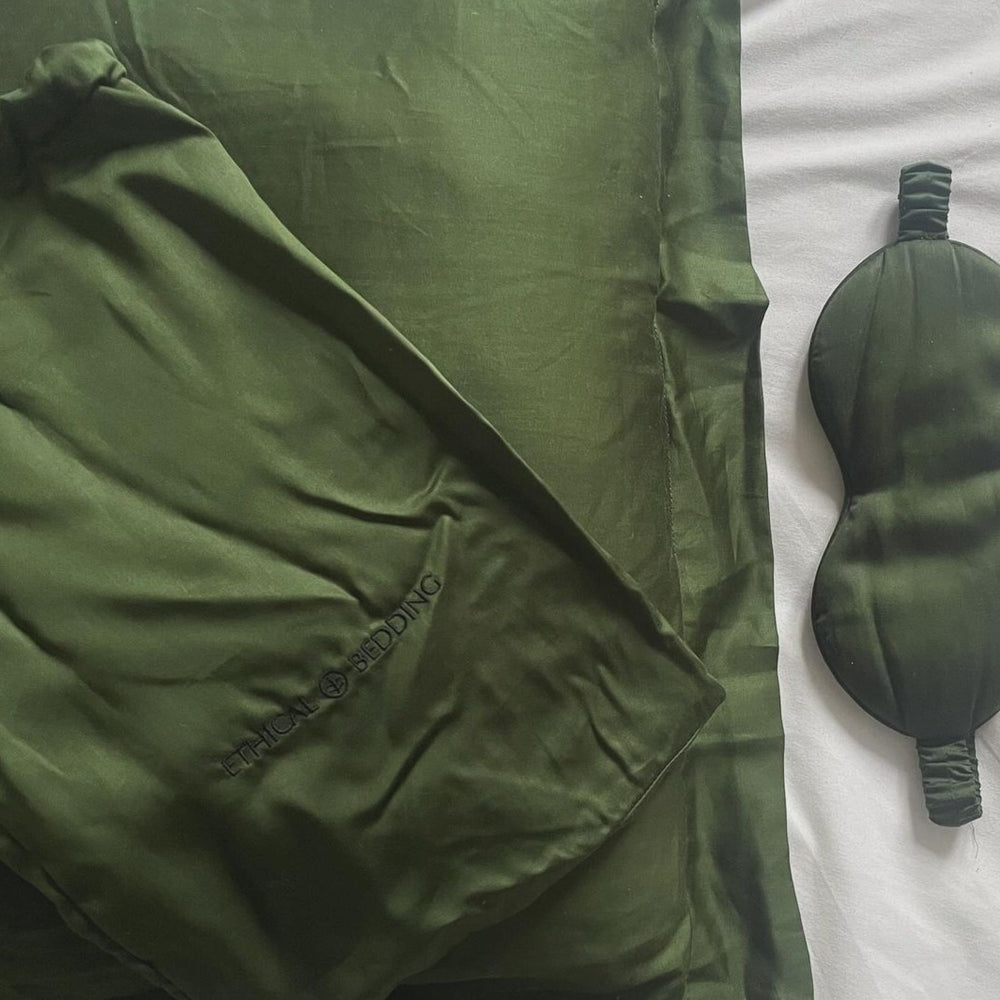 Paire de taies d'oreiller en soie d'eucalyptus vert forêt (best-seller)